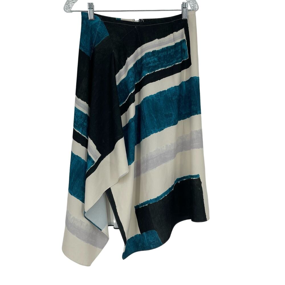 Natori Art Moderna Skirt Asymmetrical Blueโ Stripe Women's Size 4